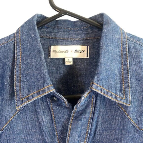 Madewell X Daryl K Blue Denim Long Sleeve Collared Button Down Shirt Women Sz S - Picture 7 of 9